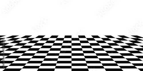 Perspective View of Black and White Checkerboard Floor Background Pattern
