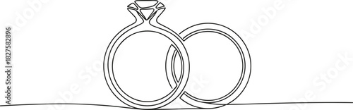 Minimal Linear Marriage Rings in Single Line Art.