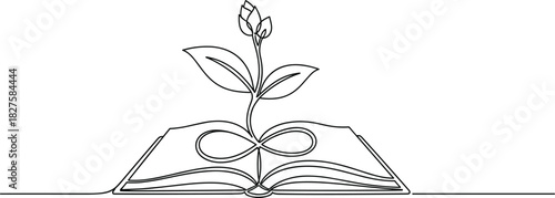 One Line Book and Seedling in Infinity Curve.