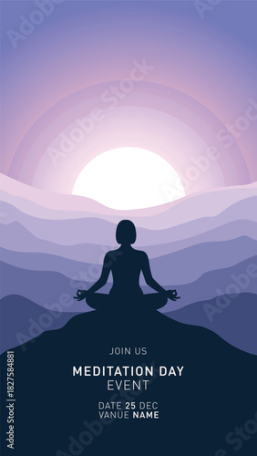 Peaceful Meditation Day Poster Premium Design vector free