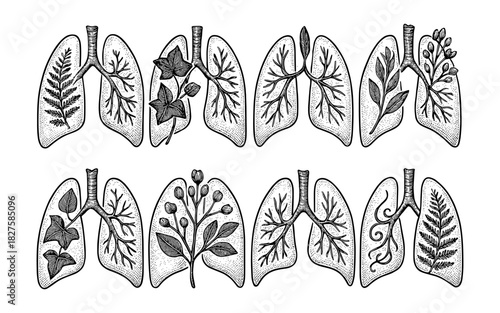 Botanical lungs: nature inspired illustrations of lungs with floral elements