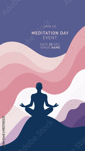Peaceful Meditation Day Poster Premium Design vector free