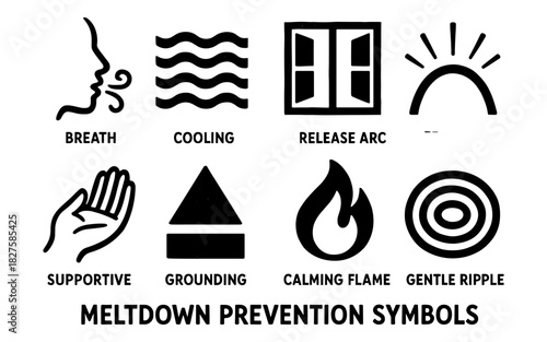 Meltdown prevention symbols for stress relief and calm