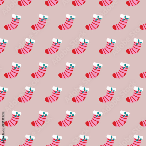 Xmas socks Christmas seamless pattern design, seamless and floral  Christmas socks pattern, wrapper decoration vector, fabric pattern, Merry Christmas season, Christmas Santa socks template