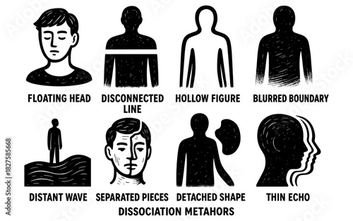 Abstract concepts of dissociation and identity explored in sketch art
