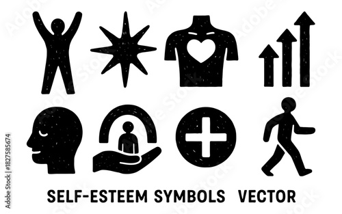 Self-esteem icons: empowerment and growth in a modern silhouette design