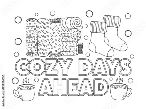 Cozy Days Ahead Coloring Book - A Whimsical Illustration for Relaxation and Creativity