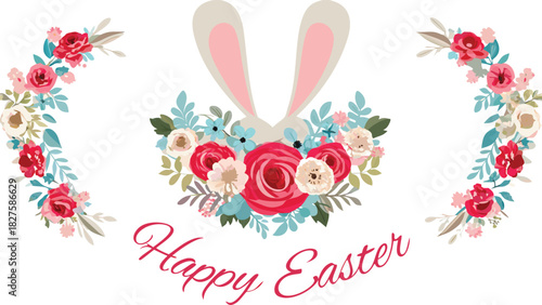 A vibrant and lush circular floral arrangement featuring a dynamic composition of various blossoms and foliage rendered in a rich cmyk color palette with accent colors