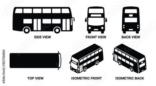 Double Decker Public Transport Vehicle: Detailed Vector Illustration Set
