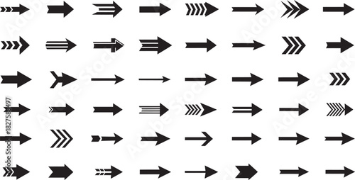 Set of diverse arrow icons simple flat vector design elements isolated on white background for web and mobile app interfaces