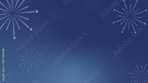 Firework Banner on Dark blue background. New Year celebration wallpaper.