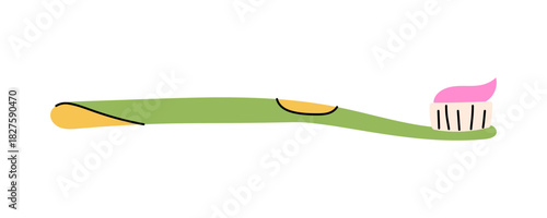 Toothbrush with toothpaste for clean teeth, fresh breath and daily oral hygiene care