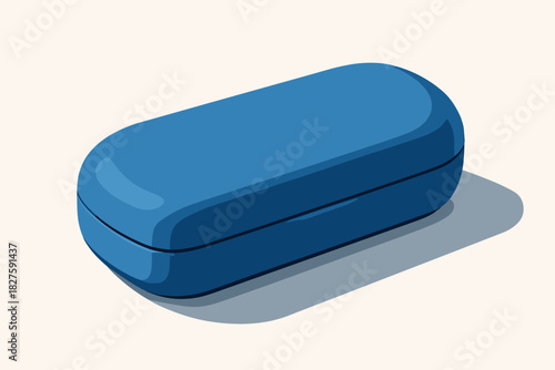 Sleek Glasses Case. Modern vector illustration blue glasses case resting on a clean surface, minimalist design and sharp lighting,
