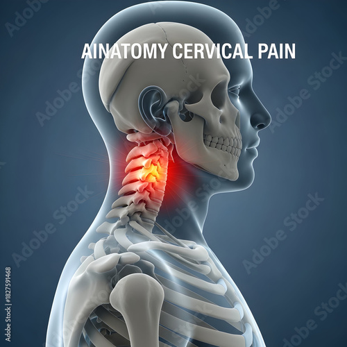 Human Anatomy with Neck Pain Visualization Illustration