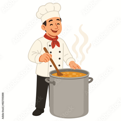 Happy chef cooking meal