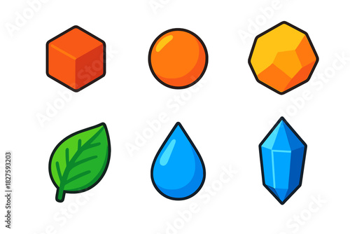 Colorful Soil Composition Icons. Isometric vector illustration set Soil Composition: clay particle icon, silt particle icon, sand