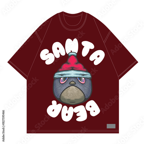 bear santa beanie design for christmass kid clothing apparel