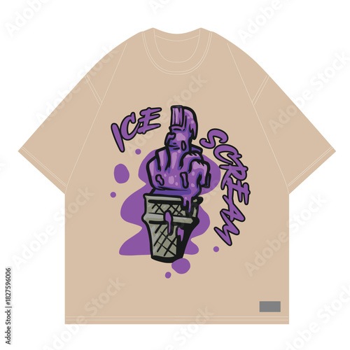 Ice scream hand gesture purple zombie design for clothing brand