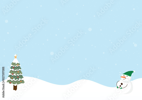 abstract christmas tree and snowman background vector design