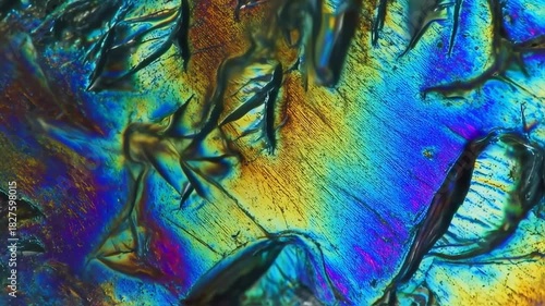 Microscopic View of Crystal Formation Reveals Vibrant Colors and Textures