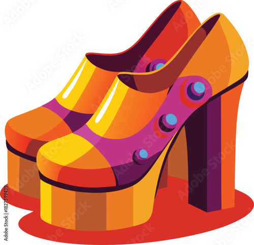 A vector illustration of a pair of high heel fashion shoes and boots, isolated for casual winter style design