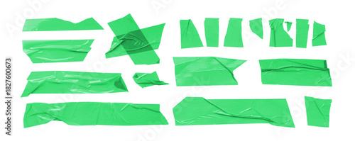 Brown scotch tape set, adhesive tape pieces isolated