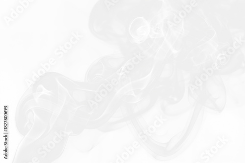 Realistic White Smoke, Fog, Gas or Vape Isolated on Transparent Background. Rising Steam Texture Overlay. Graphic Design VFX Element for Emulating Cigarette, Pipe, Pot boiling or Pollution Process.