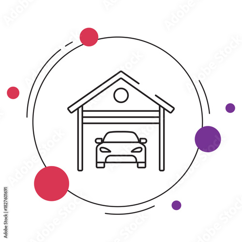 Garage Icon, Vehicle Garage, Car Parking Space, Auto Workshop, Storage Garage, ilustration, vector