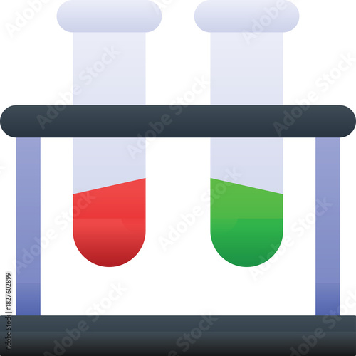 Two Laboratory Test Tubes Filled With Red And Green Liquid On A Stand With A Transparent Background Representing Scientific Research And Experiments