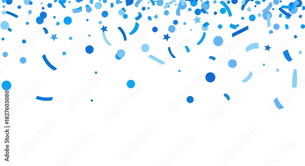 Obraz premium Blue celebration confetti and streamers on transparent background for festive designs
