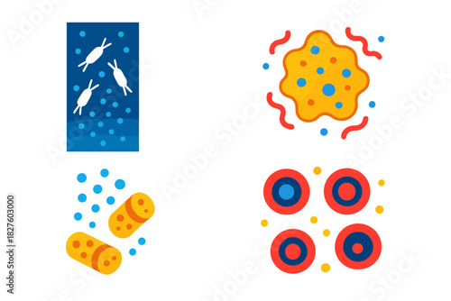 Marine Snow Elements. Isometric vector illustration set Marine Snow Elements: Falling plankton remains, fecal pellets stream,
