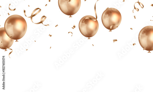 Beautiful golden 3D balloons illustration background vector banner template