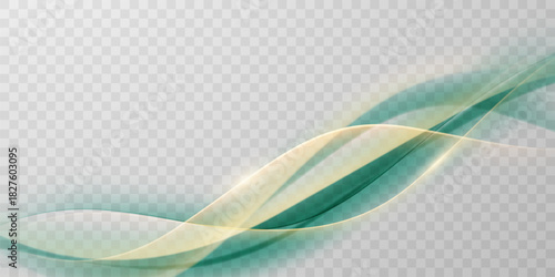 Green abstract wave background With luxury golden element vector illustration