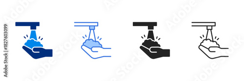Hand Wash Icon Set Multiple Style Vector Illustration 