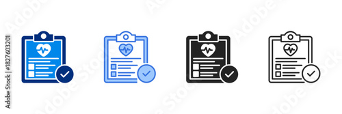 Health Report Icon Set Multiple Style Vector Illustration 