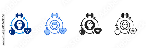 Healthy Lifestyle Icon Set Multiple Style Vector Illustration 