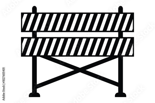 Road barrier icon, vector.  Roadblock icon symbol. Under construction icons, Road block and pedestrian barriers vector illustration. 