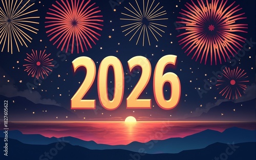 2026 Happy New Year Background Design. Greeting Card, Banner, Poster. Vector Illustration. High quality