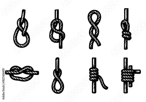 Hand-drawn nautical knots collection for sailing and boating design