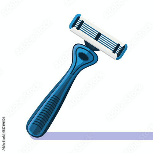 A sleek and modern illustration of a blue razor, symbolizing personal grooming and self-care, perfect for beauty or healthcare themes in contemporary design aesthetics.