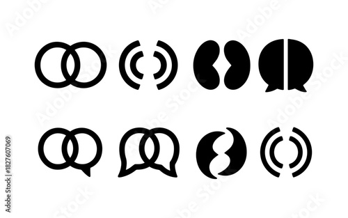 Set of minimalist black communication and connection icons