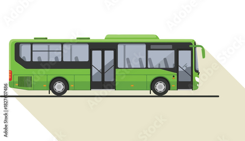 Green Bus Illustration Transportation Design for City Commute and Public Transit