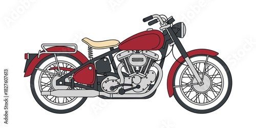 Vintage Motorcycle Illustration with Classic Design, Perfect for Automotive Enthusiasts