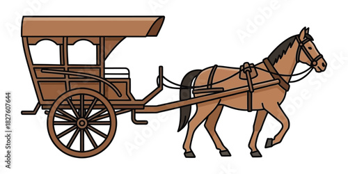 Illustration of a vintage horse-drawn carriage, perfect for historical or transportation-themed designs