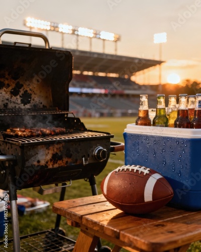 Tailgate grill at super bowl stadium