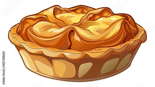 Very beautiful semi-realistic vector illustration of a Yorkshire pudding isolated on a clean white background, showing golden baked texture, soft interior, and crisp edges with simple studio lighting.