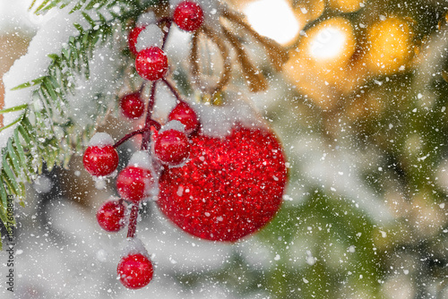 Decorated Christmas Tree with Glowing Lights