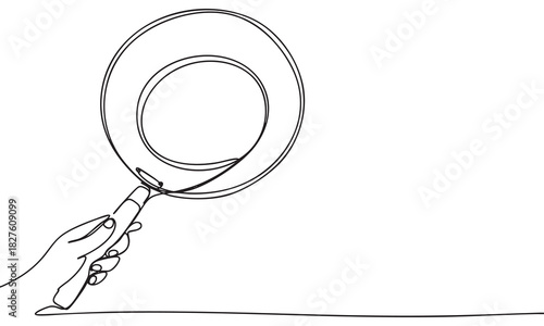 Continuous Line Drawing of Hand Holding Pan