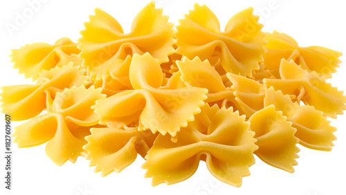 Raw farfalle pasta bows isolated on transparent background