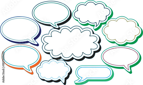 Assorted Speech Bubbles with Colorful Outlines vector
